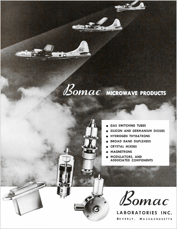 Bomac Laboratories Inc. brochure for microwave products, late 1940s/early 1950s