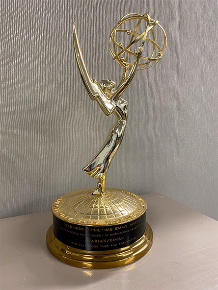 Primetime Emmy Award trophy awarded to Varian/Eimac in 1989